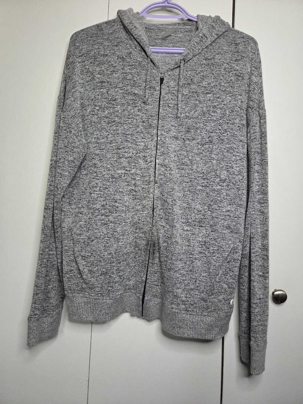 Hyba Women's M Marled Gray Zip-Front Hooded Long Sleeve Utility Jacket